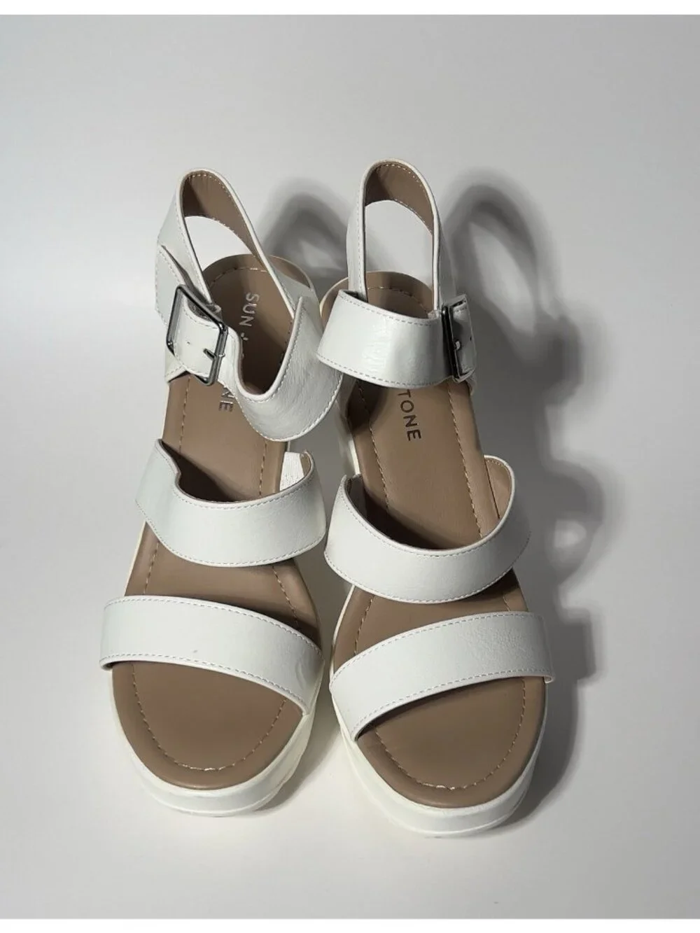 Sun + Stone Siennaa White Platform Wedge Sandals Women’s 8M
